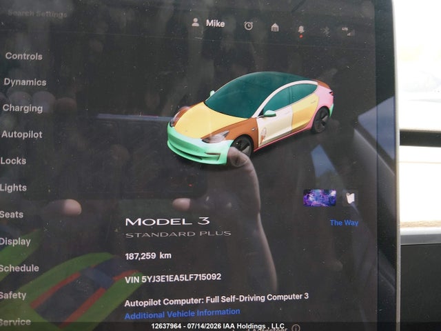Продажа на аукционе авто 2020 Tesla Model 3 Standard Range Plus, vin: 5YJ3E1EA5LF715092, номер лота: 12637964