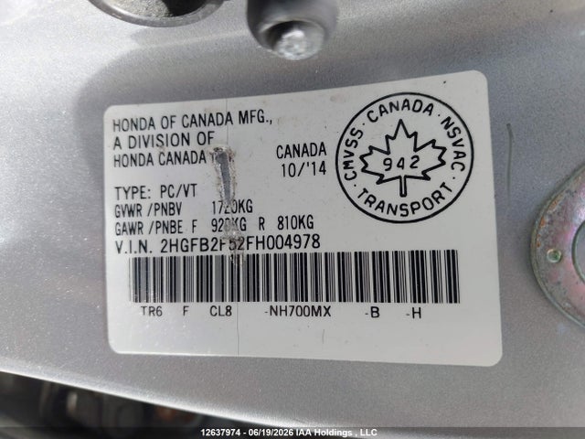 Honda Civic Ex 4dr 2015 2HGFB2F52FH004978 Image 20