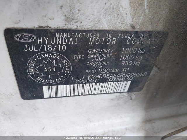 Продаж на аукціоні авто 2011 Hyundai Elantra Gt, vin: KMHDB8AE4BUO95268, номер лоту: 12638013