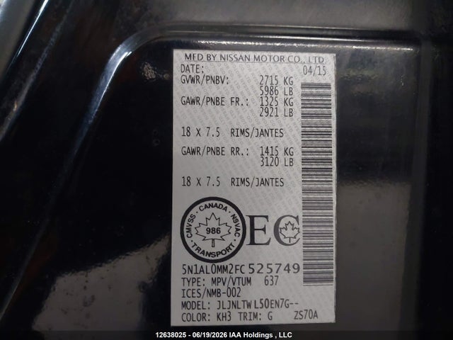 Infiniti QX60 2015 5N1AL0MM2FC525749 Image 18