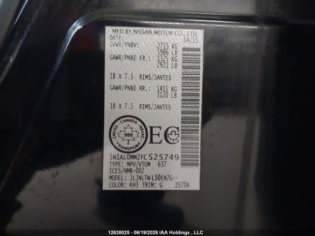 Infiniti QX60 2015 5N1AL0MM2FC525749 Image 9
