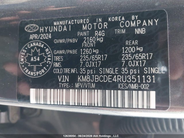 Hyundai Tucson Preferred Awd 2024 KM8JBCDE4RU351131 Image 9