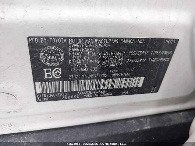 Toyota RAV4 LE 2021 2T3Z1RFV0MC134702 Image 9