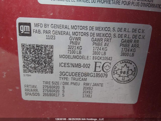 Aukcja sprzedaży 2024 Chevrolet Silverado 1500 Rst, vin: 3GCUDEED8RG185079, numer aukcji: 12638100