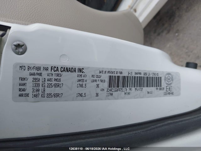 Aukcja sprzedaży 2015 Chrysler Town & Country Limited Platinum, vin: 2C4RC1GG0FR751170, numer aukcji: 12638110
