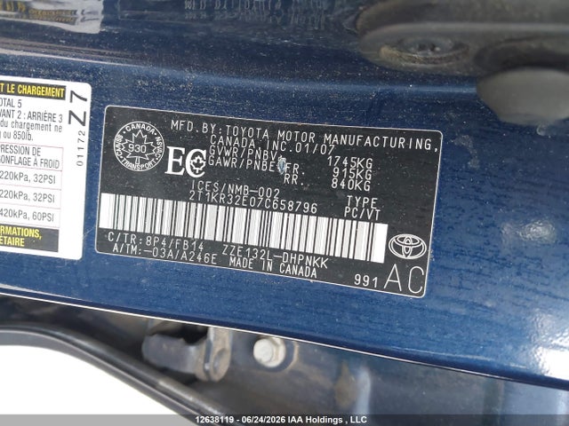 Продажа на аукционе авто 2007 Toyota Corolla Matrix Xr, vin: 2T1KR32E07C658796, номер лота: 12638119