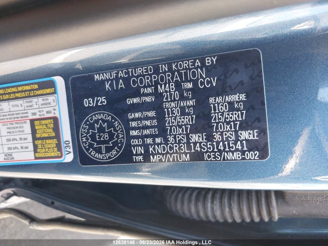 Продажа на аукционе авто 2025 Kia Niro Ev Wind/wind+, vin: KNDCR3L14S5141541, номер лота: 12638146