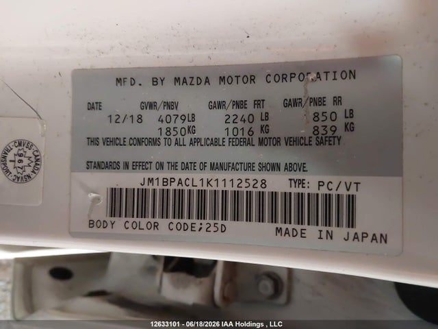 JM1BPACL1K1112528 Mazda Mazda3 Gs