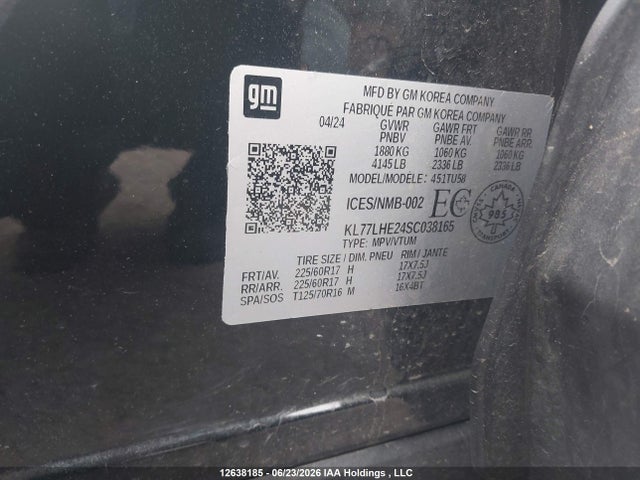 Aukcja sprzedaży 2025 Chevrolet Trax Lt Fwd, vin: KL77LHE24SC038165, numer aukcji: 12638185