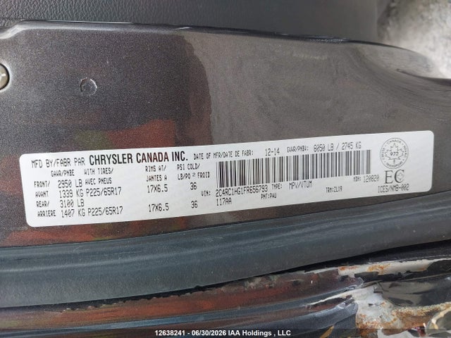 12638241 :رقم المزاد ، 2C4RC1HG1FR656793 vin ، 2015 Chrysler Town & Country S مزاد بيع
