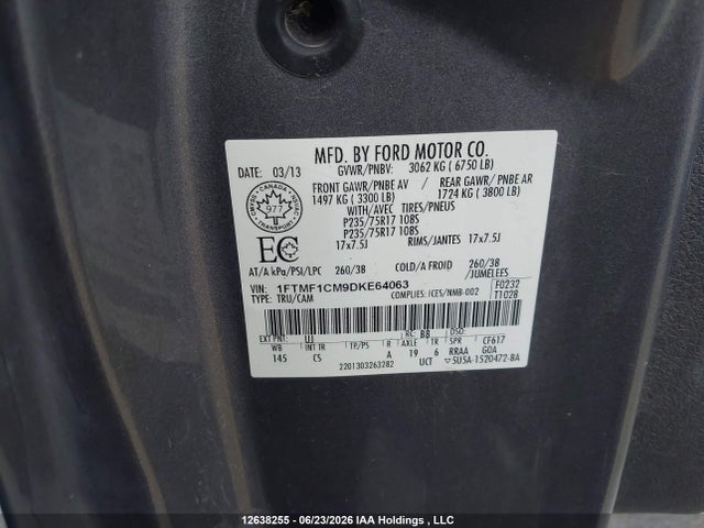 Продаж на аукціоні авто 2013 Ford F-150, vin: 1FTMF1CM9DKE64063, номер лоту: 12638255