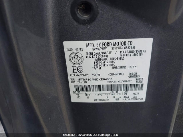 Продаж на аукціоні авто 2013 Ford F-150, vin: 1FTMF1CM9DKE64063, номер лоту: 12638255