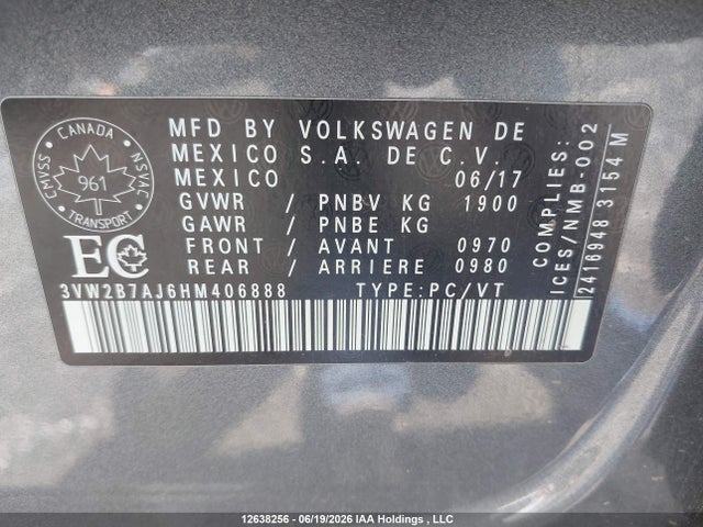 Volkswagen JETTA S 2017 3VW2B7AJ6HM406888 Image 9