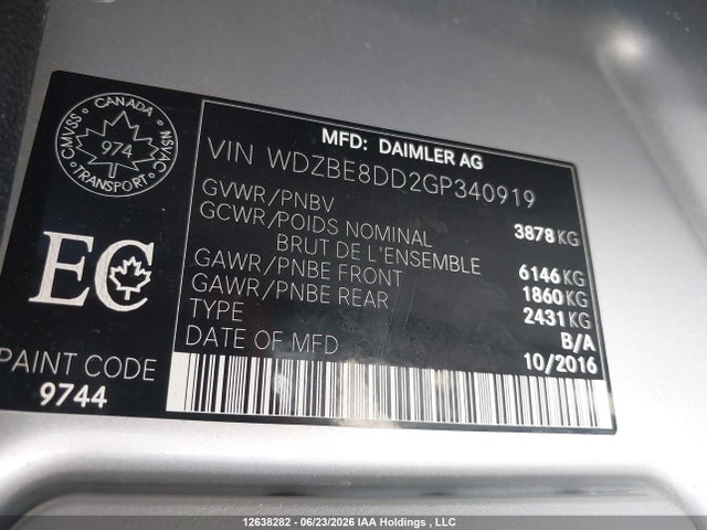 Продажа на аукционе авто 2016 Mercedes-benz Sprinter 2500 High Roof, vin: WDZBE8DD2GP340919, номер лота: 12638282