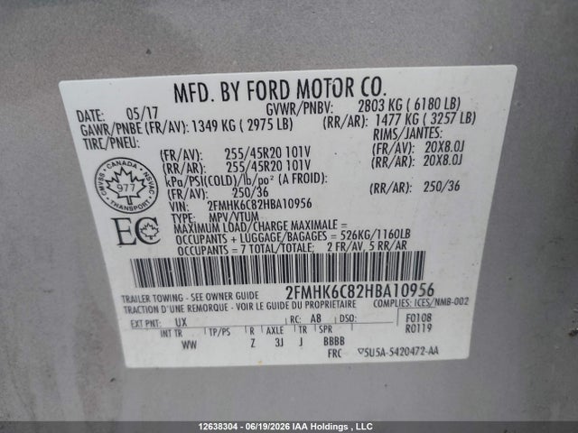 Aukcja sprzedaży 2017 Ford Flex Sel, vin: 2FMHK6C82HBA10956, numer aukcji: 12638304