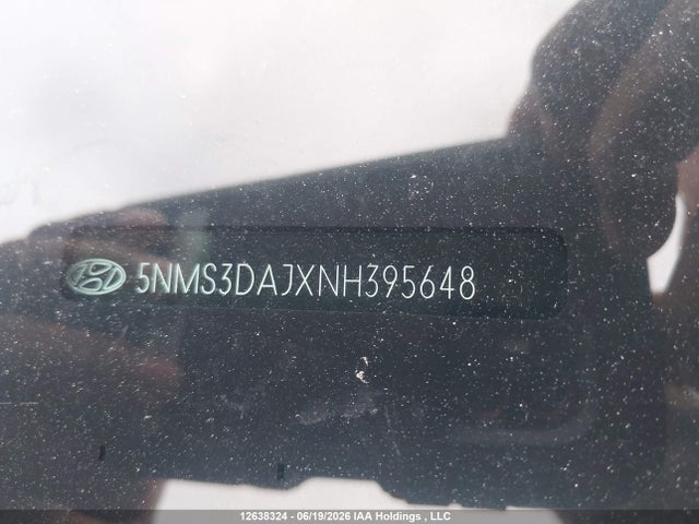12638324 :رقم المزاد ، 5NMS3DAJXNH395648 vin ، 2022 Hyundai Santa Fe Sel مزاد بيع