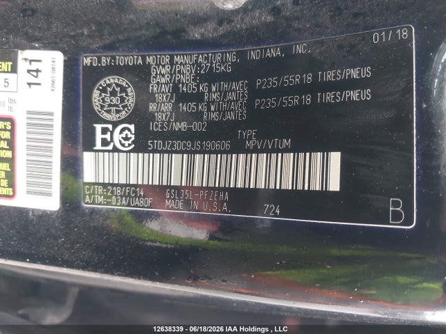 Toyota SIENNA LE 2018 5TDJZ3DC9JS190606 Image 20