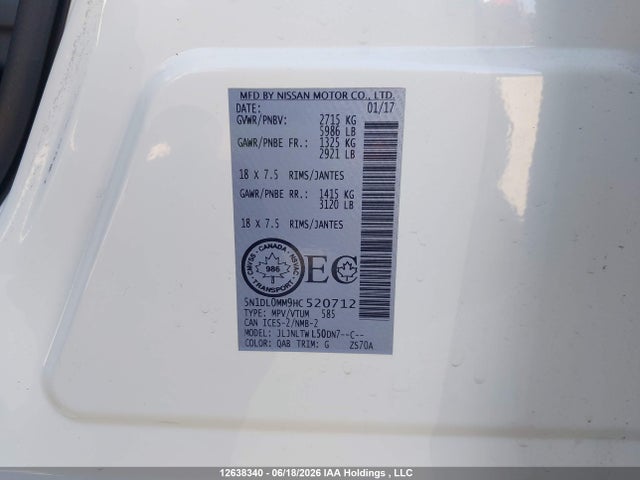 5N1DL0MM9HC520712 Infiniti QX60