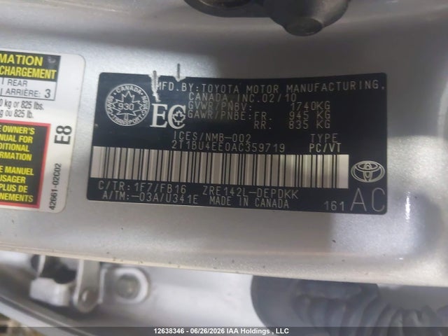 Продаж на аукціоні авто 2010 Toyota Corolla, vin: 2T1BU4EE0AC359719, номер лоту: 12638346
