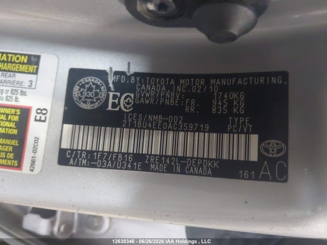 Продаж на аукціоні авто 2010 Toyota Corolla, vin: 2T1BU4EE0AC359719, номер лоту: 12638346