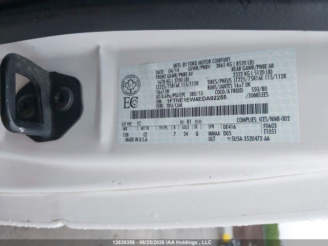 2014 Ford Econoline E150 Van მანქანა იყიდება აუქციონზე, vin: 1FTNE1EW4EDA92255, აუქციონის ნომერი: 12638356