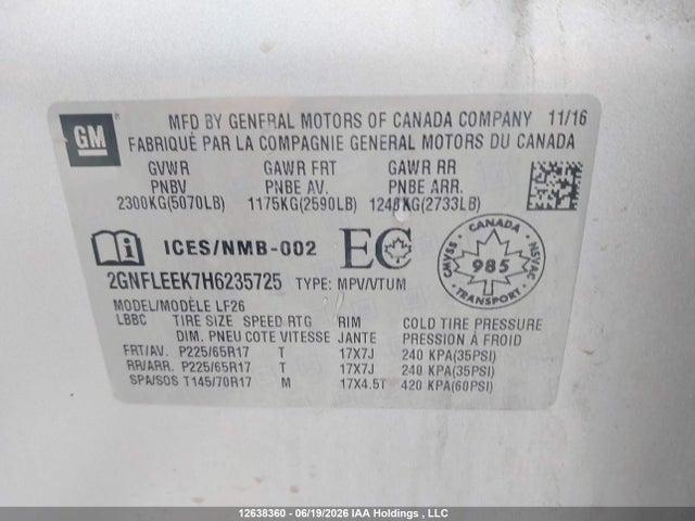 Chevrolet EQUINOX LS 2017 2GNFLEEK7H6235725 Image 18
