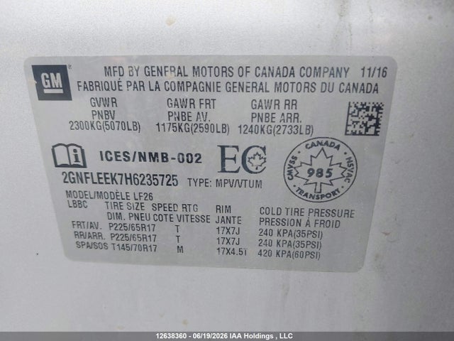 Chevrolet EQUINOX LS 2017 2GNFLEEK7H6235725 Image 9