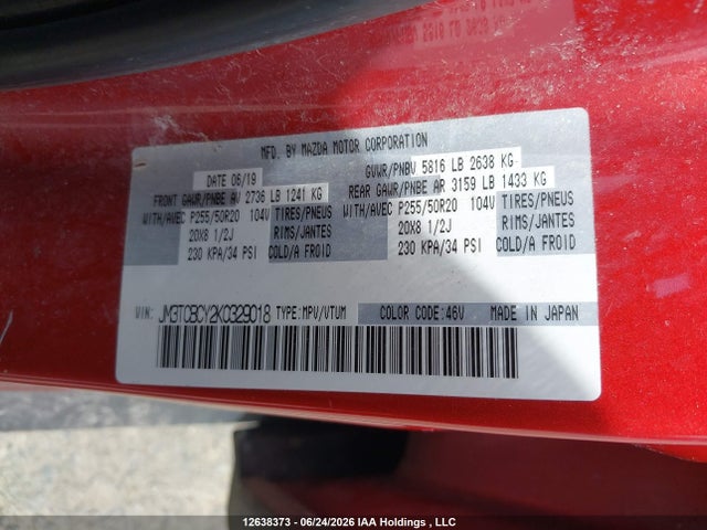 Mazda Cx-9 Gs-l 2019 JM3TCBCY2K0329018 Image 19