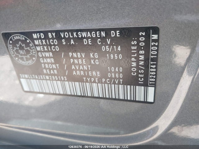 3VWLL7AJXEM295193 Volkswagen JETTA TDI