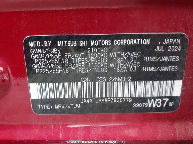 Aukcja sprzedaży 2024 Mitsubishi Eclipse Cross Es, vin: JA4ATUAA8RZ630779, numer aukcji: 12638377