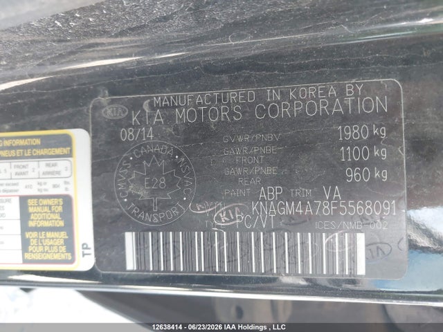 Aukcja sprzedaży 2015 Kia Optima Lx, vin: KNAGM4A78F5568091, numer aukcji: 12638414