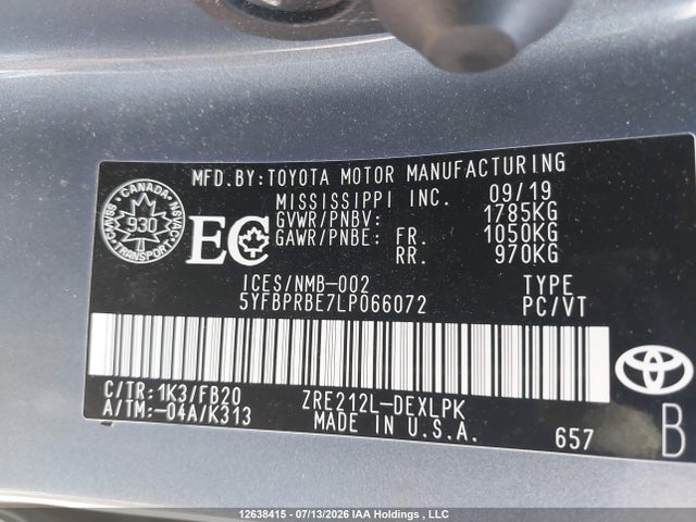 Toyota Corolla 2020 5YFBPRBE7LP066072 Image 20