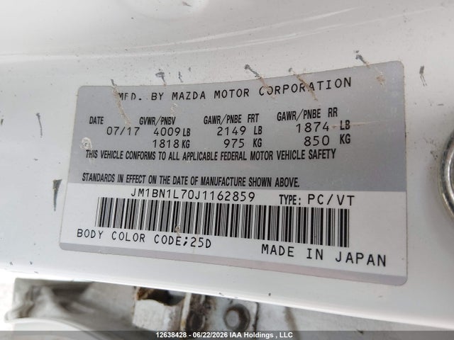 JM1BN1L70J1162859 Mazda Mazda3 50th Anniversary Edition/gs