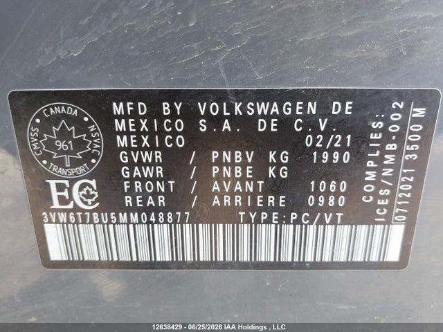 3VW6T7BU5MM048877 Volkswagen Jetta Gli/s/autobahn