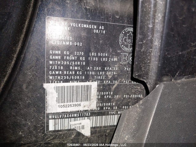 WVGLV7AX4HW511783 Volkswagen Tiguan Highline
