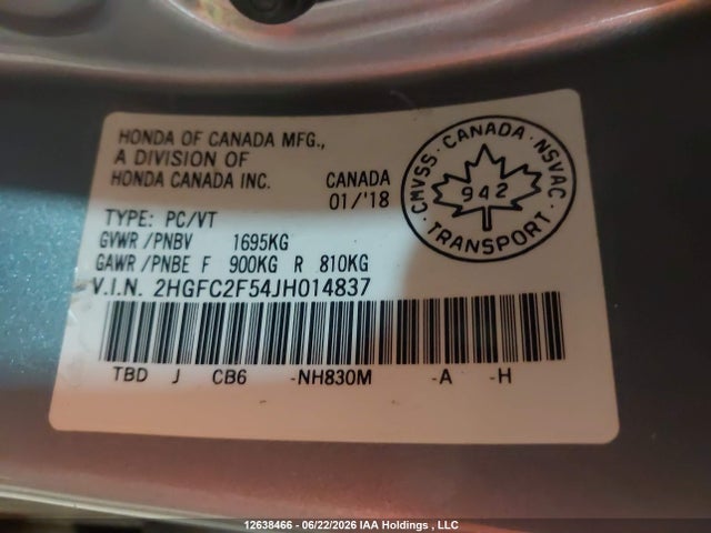 Honda Civic Lx 2018 2HGFC2F54JH014837 Image 19