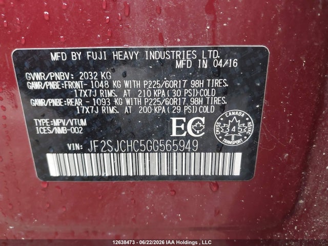JF2SJCHC5GG565949 Subaru Forester 2.5i Limited