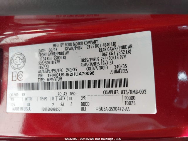 Ford Escape Titanium 2017 1FMCU9J92HUA70098 Image 9