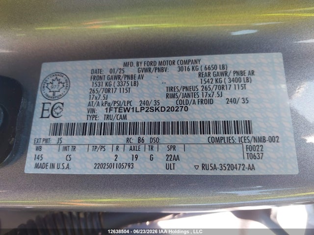 Ford F150 Xl 2025 1FTEW1LP2SKD20270 Image 18
