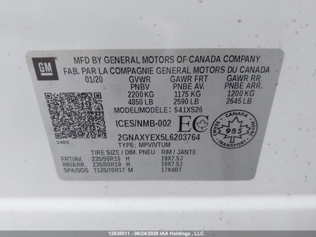 Chevrolet Equinox Premier 2020 2GNAXYEX5L6203764 Image 9