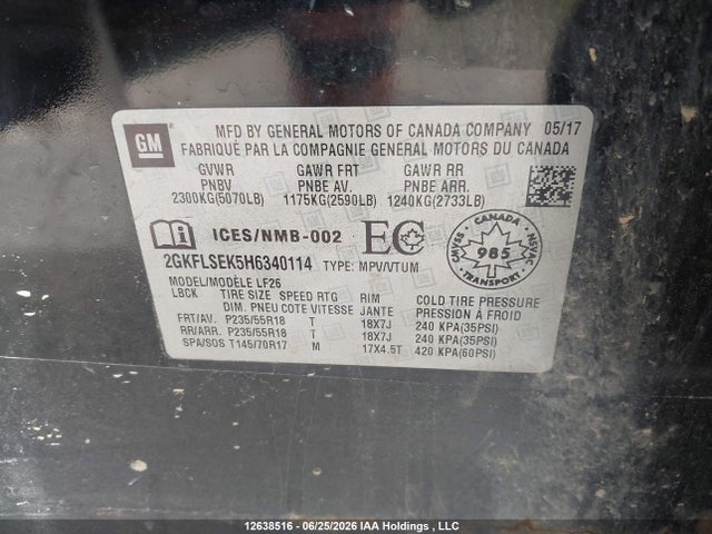 GMC Terrain Sle-1 2017 2GKFLSEK5H6340114 Image 9