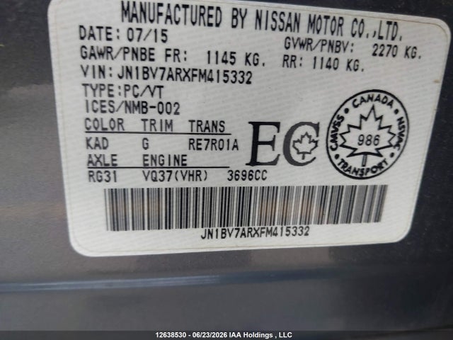 JN1BV7ARXFM415332 Infiniti Q50 SPORT