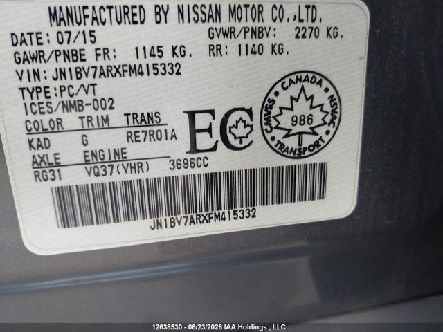 JN1BV7ARXFM415332 Infiniti Q50 SPORT