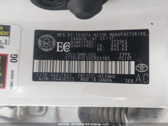 2T1BURHE0HC903185 Toyota Corolla L/le/xle/se/xse