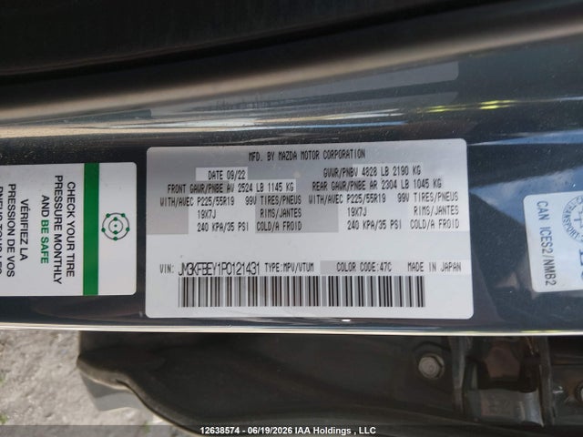 Aukcja sprzedaży 2023 Mazda Cx-5 Signature, vin: JM3KFBEY1P0121431, numer aukcji: 12638574