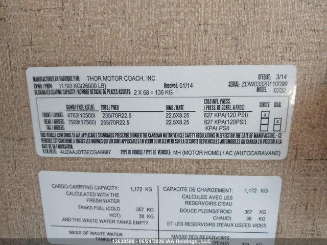 Freightliner Chassis Xc 2014 4UZAAJDT3ECGA6887 Image 9