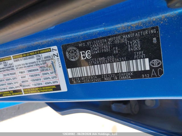 Aukcja sprzedaży 2007 Toyota Corolla Matrix Xr, vin: 2T1KR32E67C634311, numer aukcji: 12638592