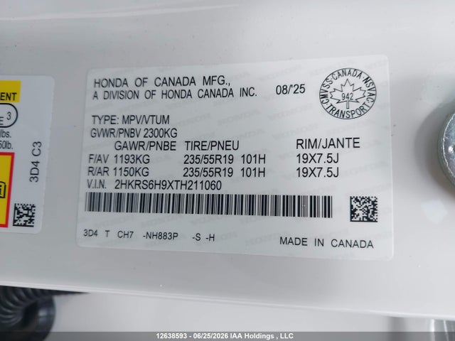 2HKRS6H9XTH211060 Honda CR-V HYBRID