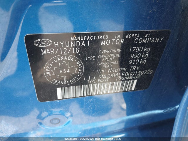 2017 Hyundai Elantra Gl მანქანა იყიდება აუქციონზე, vin: KMHD84LF8HU139729, აუქციონის ნომერი: 12638597