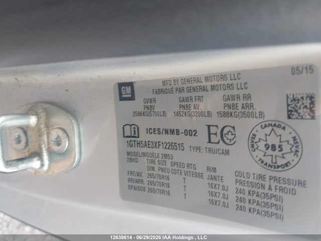 Aukcja sprzedaży 2015 Gmc Canyon, vin: 1GTH5AE3XF1226515, numer aukcji: 12638614
